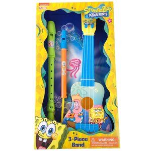 SpongeBob SquarePants 3-Piece Band Set Ukulele Recorder Slide Whistle New Toy